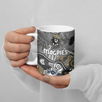 Personalized Collingwood Magpies Ceramic Mug Aboriginal Dot Painting Graffiti Style