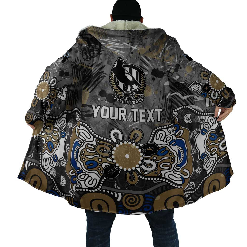 Personalized Collingwood Magpies Cloak Aboriginal Dot Painting Graffiti Style