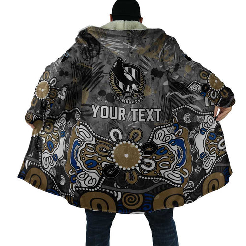 Personalized Collingwood Magpies Cloak Aboriginal Dot Painting Graffiti Style