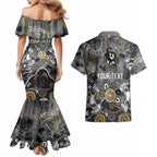 Personalized Collingwood Magpies Couples Matching Mermaid Dress and Hawaiian Shirt Aboriginal Dot Painting Graffiti Style