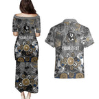 Personalized Collingwood Magpies Couples Matching Puletasi and Hawaiian Shirt Aboriginal Dot Painting Graffiti Style