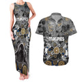 Personalized Collingwood Magpies Couples Matching Tank Maxi Dress and Hawaiian Shirt Aboriginal Dot Painting Graffiti Style