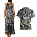 Personalized Collingwood Magpies Couples Matching Tank Maxi Dress and Hawaiian Shirt Aboriginal Dot Painting Graffiti Style