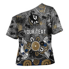 Personalized Collingwood Magpies Cross Shoulder Shirt Aboriginal Dot Painting Graffiti Style