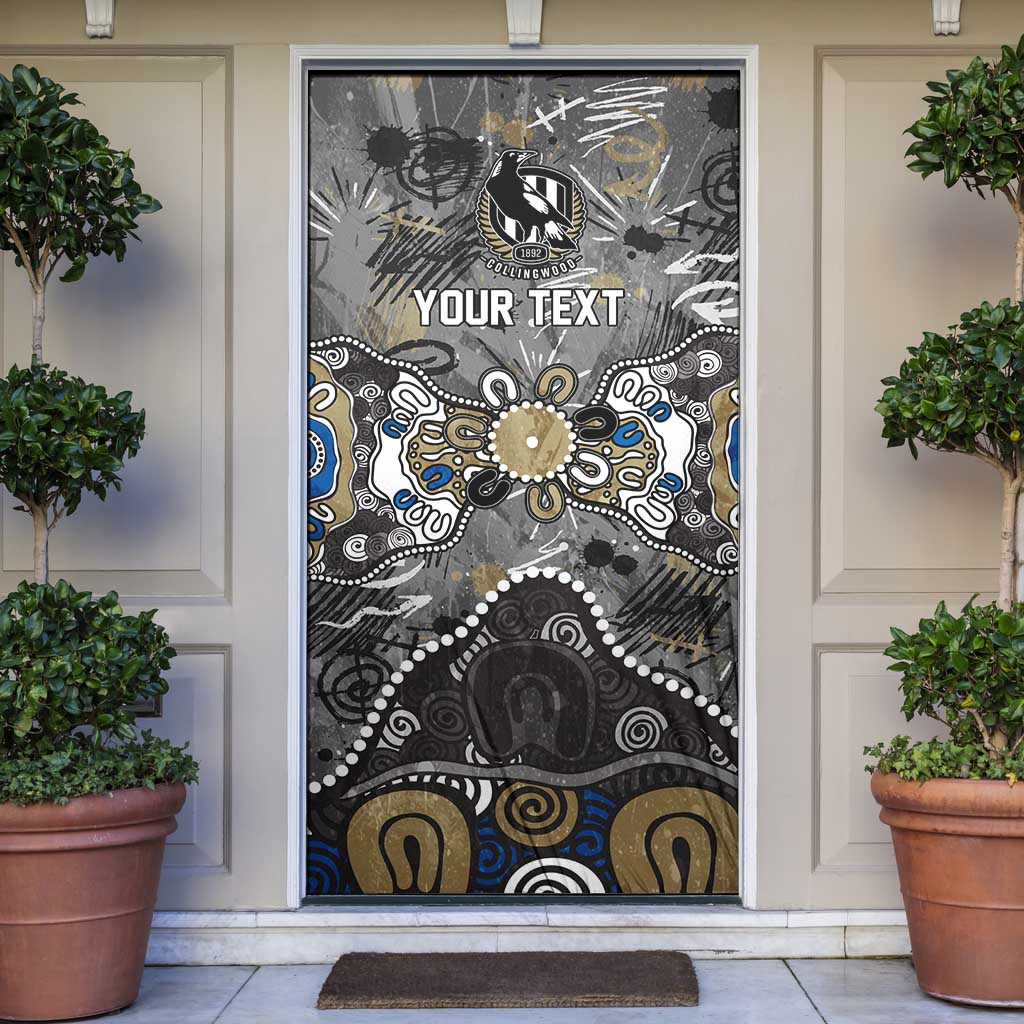 Personalized Collingwood Magpies Door Cover Aboriginal Dot Painting Graffiti Style