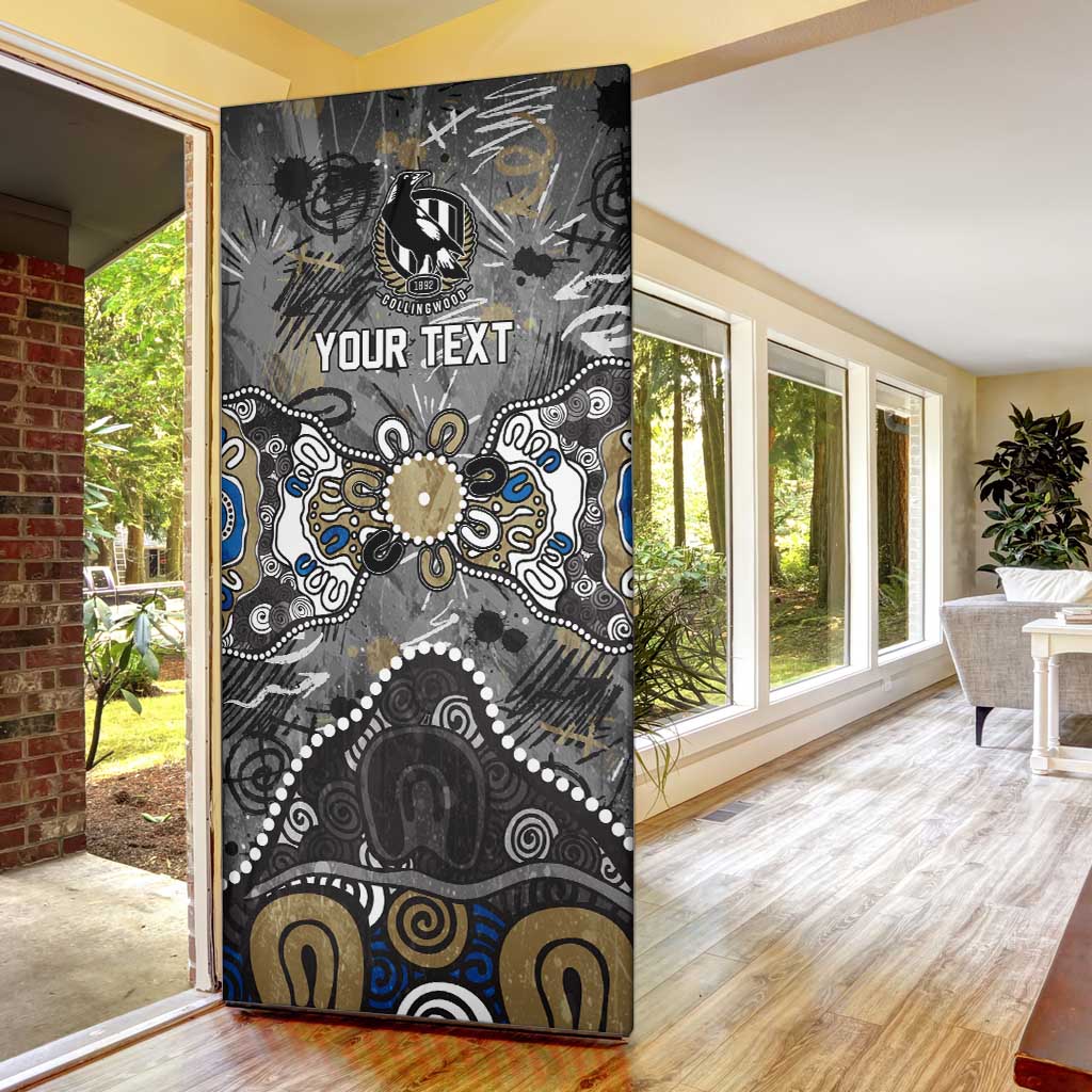 Personalized Collingwood Magpies Door Cover Aboriginal Dot Painting Graffiti Style