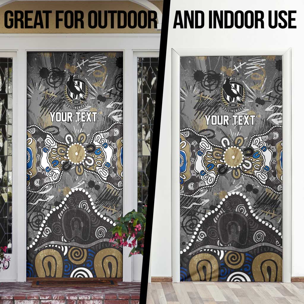 Personalized Collingwood Magpies Door Cover Aboriginal Dot Painting Graffiti Style
