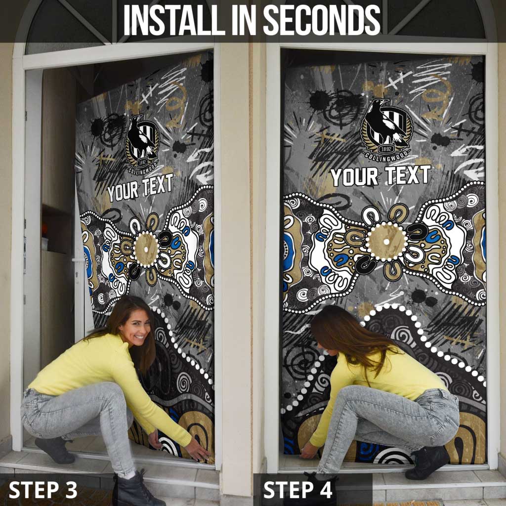 Personalized Collingwood Magpies Door Cover Aboriginal Dot Painting Graffiti Style