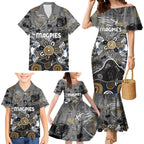 Personalized Collingwood Magpies Family Matching Mermaid Dress and Hawaiian Shirt Aboriginal Dot Painting Graffiti Style