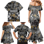 Personalized Collingwood Magpies Family Matching Mermaid Dress and Hawaiian Shirt Aboriginal Dot Painting Graffiti Style