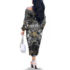 Personalized Collingwood Magpies Family Matching Off The Shoulder Long Sleeve Dress and Hawaiian Shirt Aboriginal Dot Painting Graffiti Style