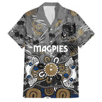 Personalized Collingwood Magpies Family Matching Off Shoulder Maxi Dress and Hawaiian Shirt Aboriginal Dot Painting Graffiti Style