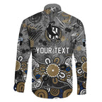 Personalized Collingwood Magpies Family Matching Off Shoulder Maxi Dress and Hawaiian Shirt Aboriginal Dot Painting Graffiti Style