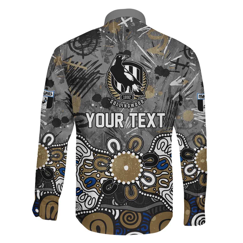 Personalized Collingwood Magpies Family Matching Off Shoulder Maxi Dress and Hawaiian Shirt Aboriginal Dot Painting Graffiti Style