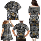 Personalized Collingwood Magpies Family Matching Puletasi and Hawaiian Shirt Aboriginal Dot Painting Graffiti Style