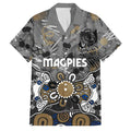 Personalized Collingwood Magpies Family Matching Short Sleeve Bodycon Dress and Hawaiian Shirt Aboriginal Dot Painting Graffiti Style
