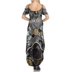 Personalized Collingwood Magpies Family Matching Summer Maxi Dress and Hawaiian Shirt Aboriginal Dot Painting Graffiti Style