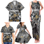 Personalized Collingwood Magpies Family Matching Tank Maxi Dress and Hawaiian Shirt Aboriginal Dot Painting Graffiti Style