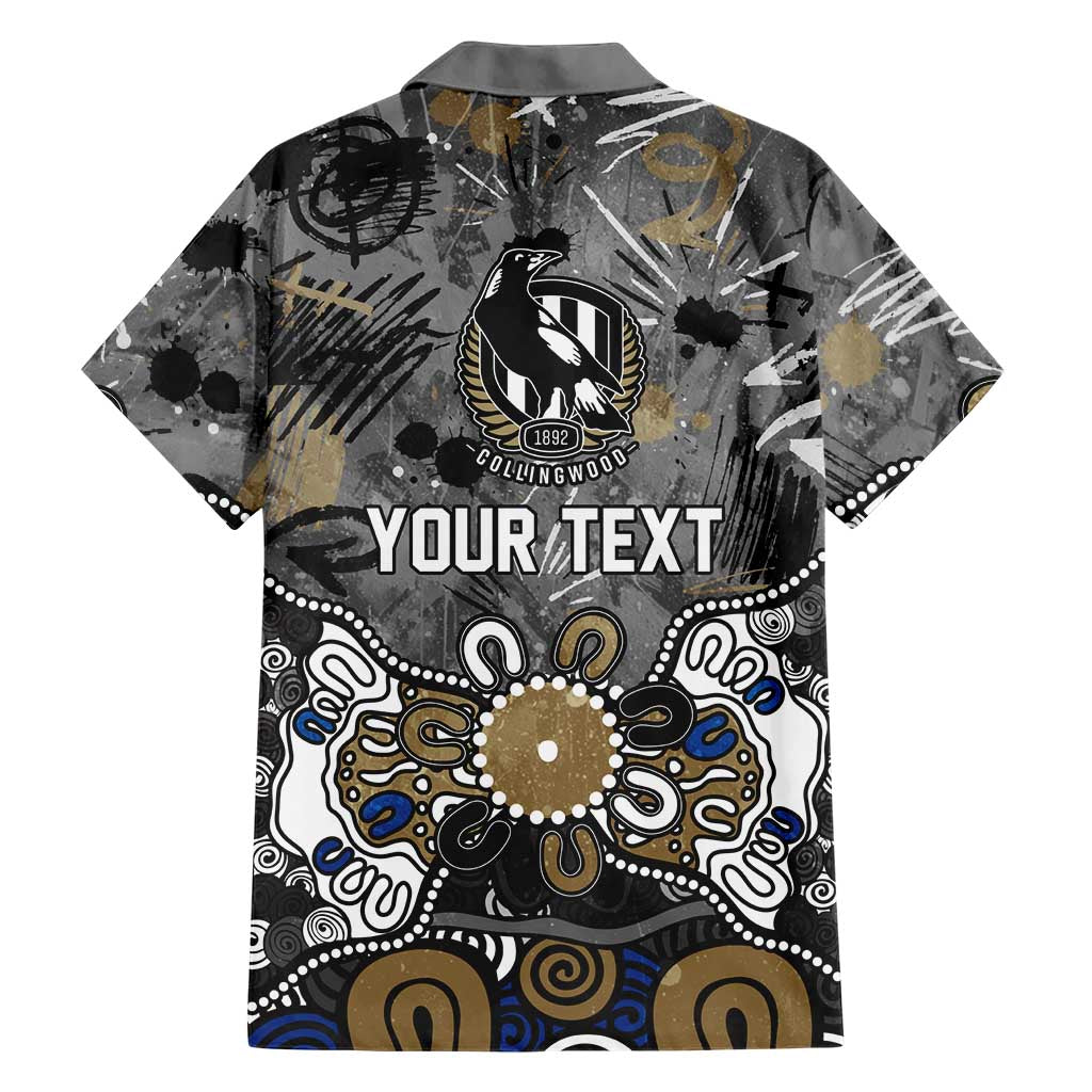 Personalized Collingwood Magpies Family Matching Tank Maxi Dress and Hawaiian Shirt Aboriginal Dot Painting Graffiti Style