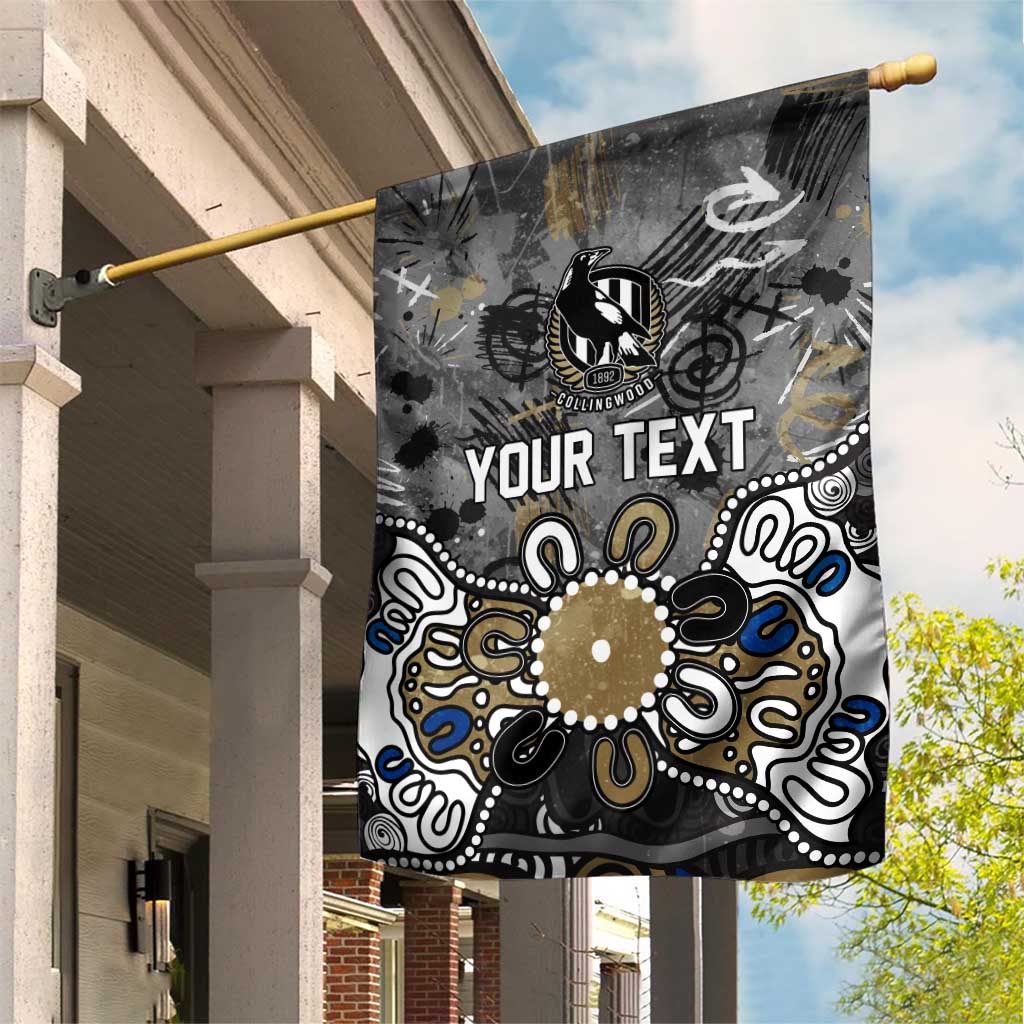Personalized Collingwood Magpies Garden Flag Aboriginal Dot Painting Graffiti Style