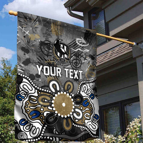Personalized Collingwood Magpies Garden Flag Aboriginal Dot Painting Graffiti Style