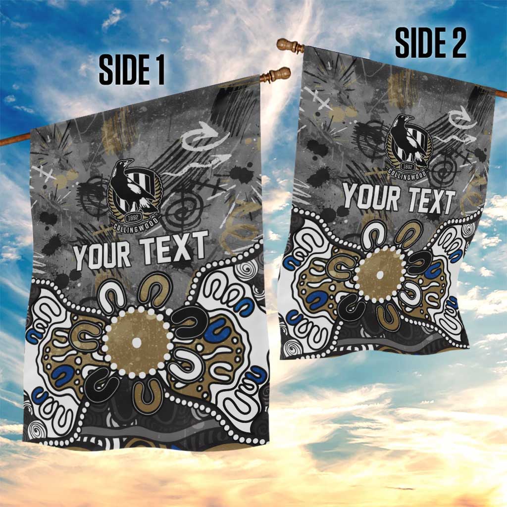 Personalized Collingwood Magpies Garden Flag Aboriginal Dot Painting Graffiti Style