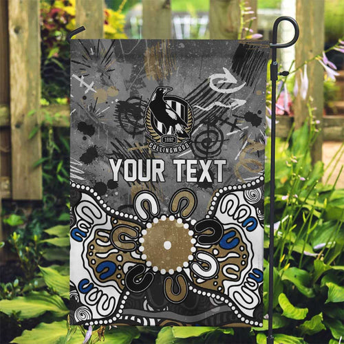 Personalized Collingwood Magpies Garden Flag Aboriginal Dot Painting Graffiti Style
