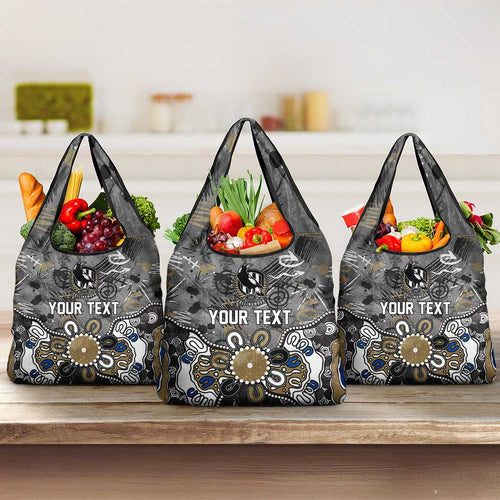 Personalized Collingwood Magpies Grocery Bag Aboriginal Dot Painting Graffiti Style