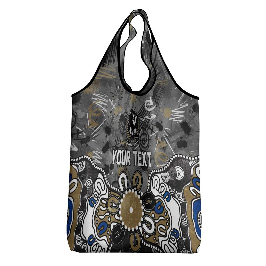 Personalized Collingwood Magpies Grocery Bag Aboriginal Dot Painting Graffiti Style