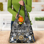 Personalized Collingwood Magpies Grocery Bag Aboriginal Dot Painting Graffiti Style