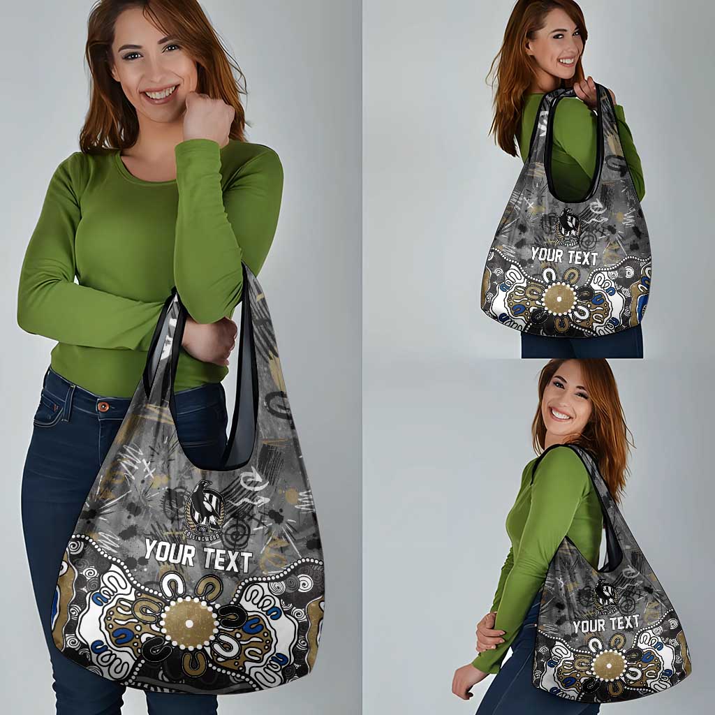 Personalized Collingwood Magpies Grocery Bag Aboriginal Dot Painting Graffiti Style