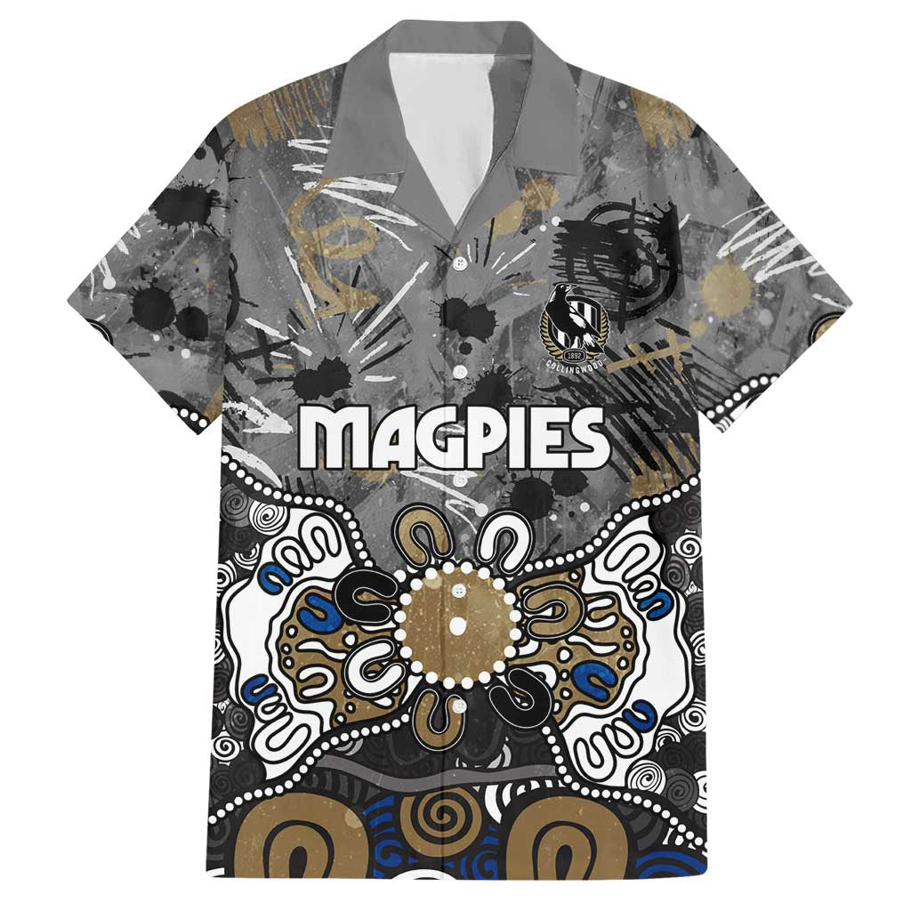 Personalized Collingwood Magpies Hawaiian Shirt Aboriginal Dot Painting Graffiti Style