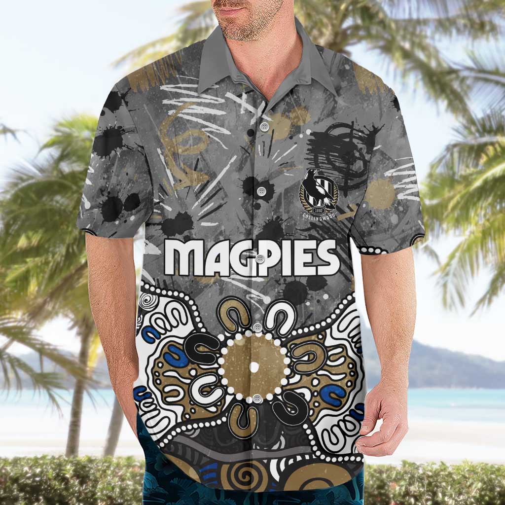 Personalized Collingwood Magpies Hawaiian Shirt Aboriginal Dot Painting Graffiti Style