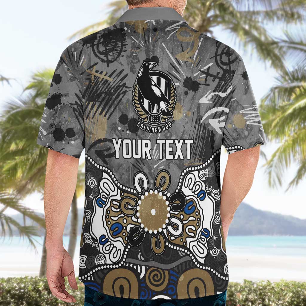 Personalized Collingwood Magpies Hawaiian Shirt Aboriginal Dot Painting Graffiti Style