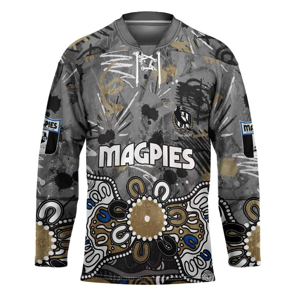 Personalized Collingwood Magpies Hockey Jersey Aboriginal Dot Painting Graffiti Style