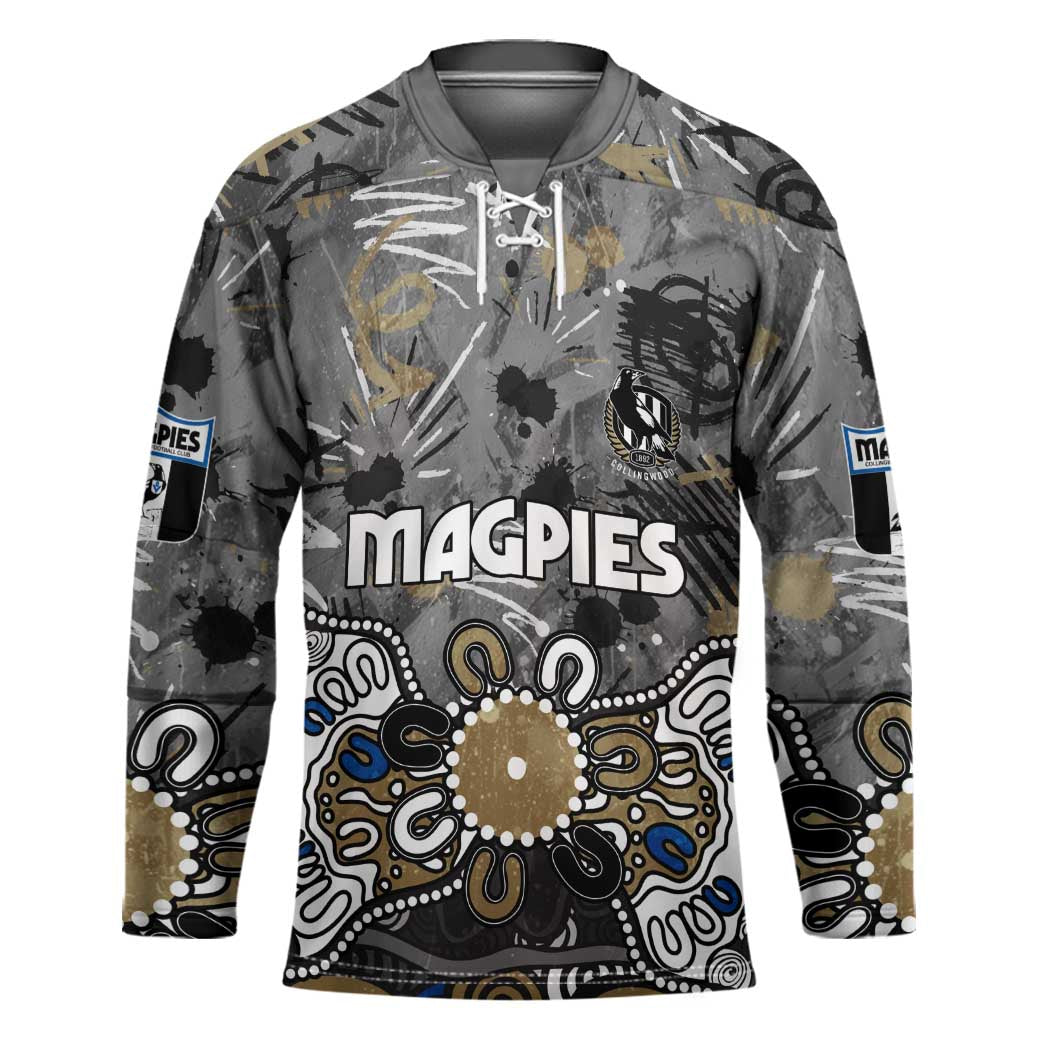Personalized Collingwood Magpies Hockey Jersey Aboriginal Dot Painting Graffiti Style