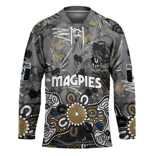 Personalized Collingwood Magpies Hockey Jersey Aboriginal Dot Painting Graffiti Style