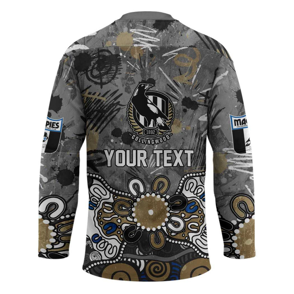 Personalized Collingwood Magpies Hockey Jersey Aboriginal Dot Painting Graffiti Style