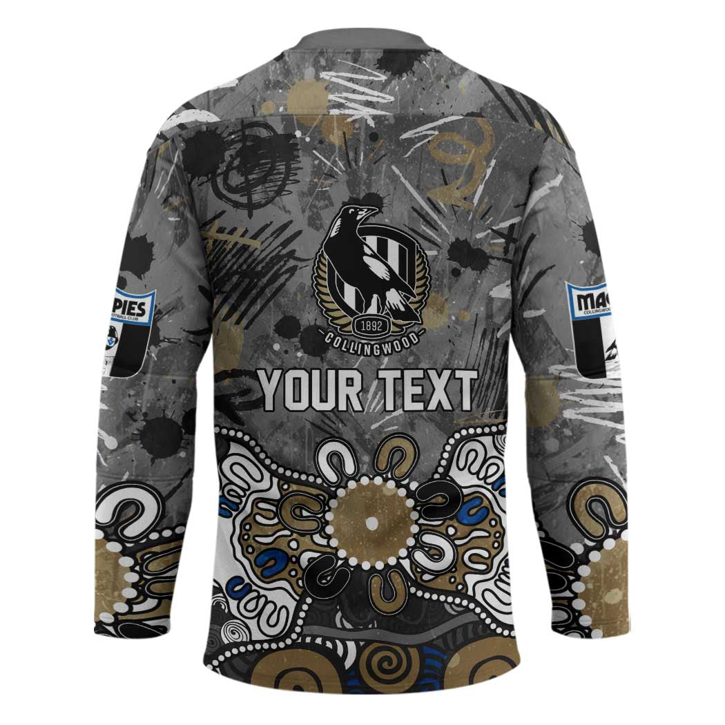 Personalized Collingwood Magpies Hockey Jersey Aboriginal Dot Painting Graffiti Style