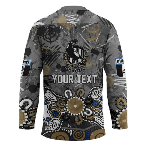 Personalized Collingwood Magpies Hockey Jersey Aboriginal Dot Painting Graffiti Style