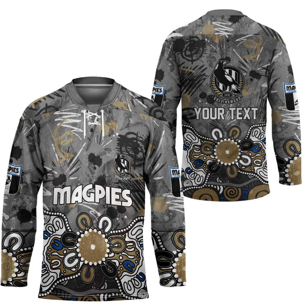 Personalized Collingwood Magpies Hockey Jersey Aboriginal Dot Painting Graffiti Style