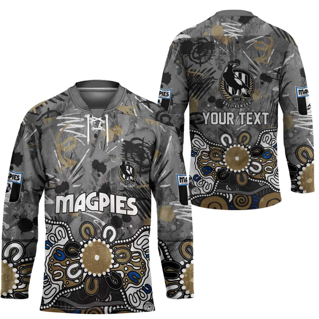 Personalized Collingwood Magpies Hockey Jersey Aboriginal Dot Painting Graffiti Style