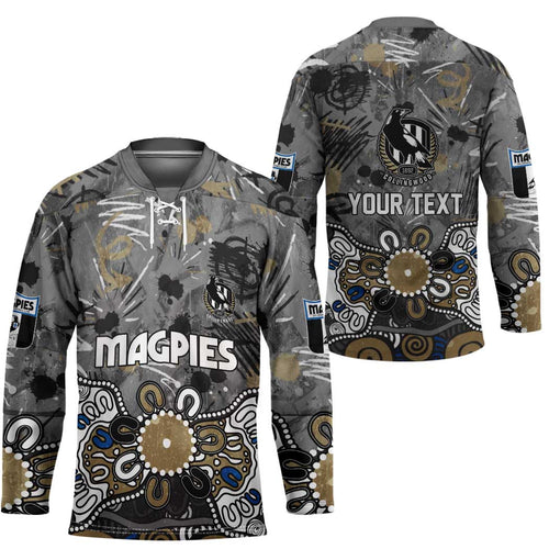Personalized Collingwood Magpies Hockey Jersey Aboriginal Dot Painting Graffiti Style