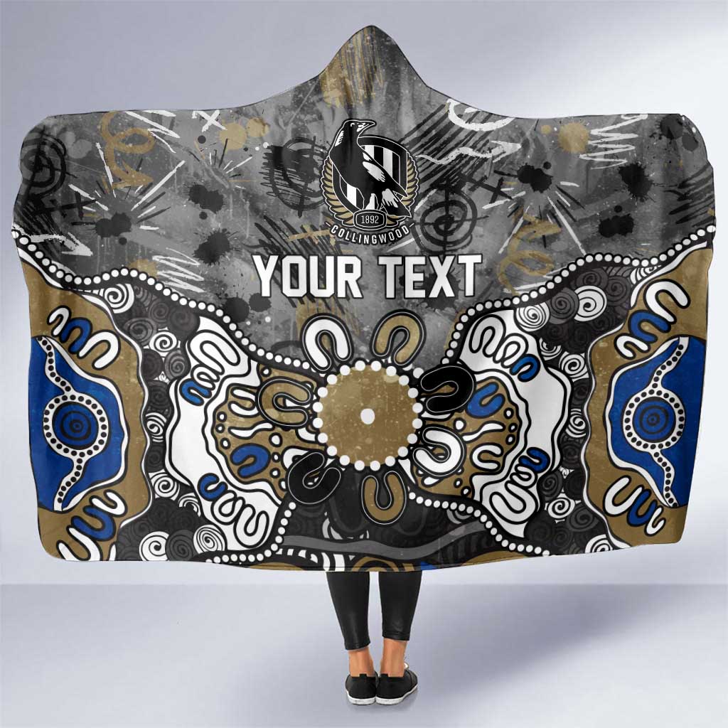 Personalized Collingwood Magpies Hooded Blanket Aboriginal Dot Painting Graffiti Style
