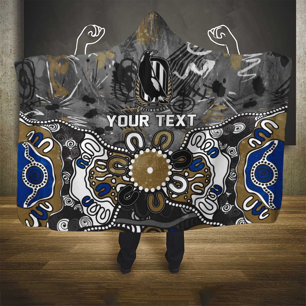 Personalized Collingwood Magpies Hooded Blanket Aboriginal Dot Painting Graffiti Style