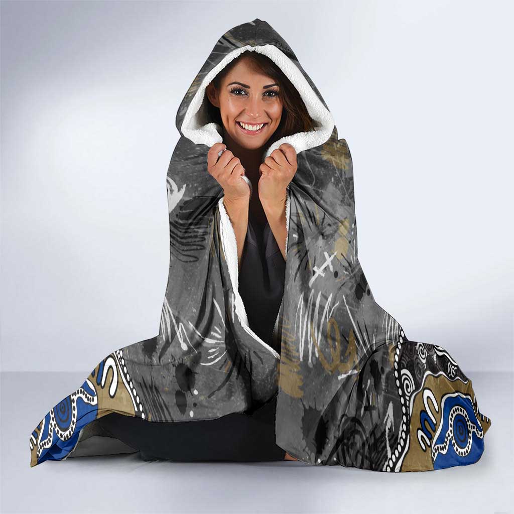 Personalized Collingwood Magpies Hooded Blanket Aboriginal Dot Painting Graffiti Style