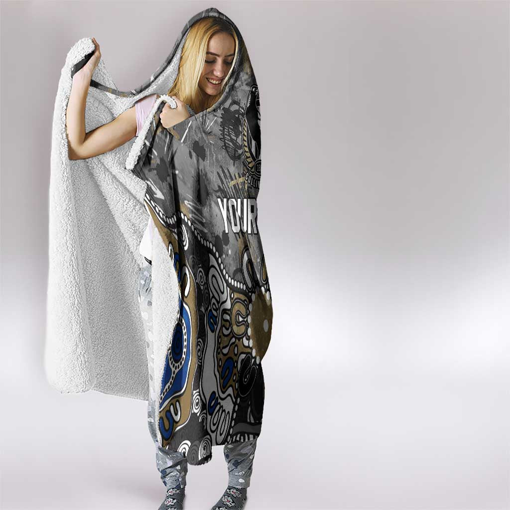 Personalized Collingwood Magpies Hooded Blanket Aboriginal Dot Painting Graffiti Style