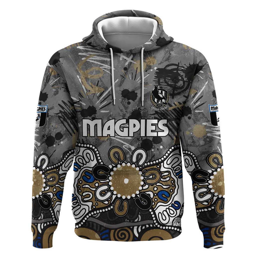 Personalized Collingwood Magpies Hoodie Aboriginal Dot Painting Graffiti Style
