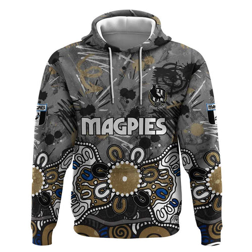 Personalized Collingwood Magpies Hoodie Aboriginal Dot Painting Graffiti Style