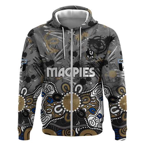 Personalized Collingwood Magpies Hoodie Aboriginal Dot Painting Graffiti Style